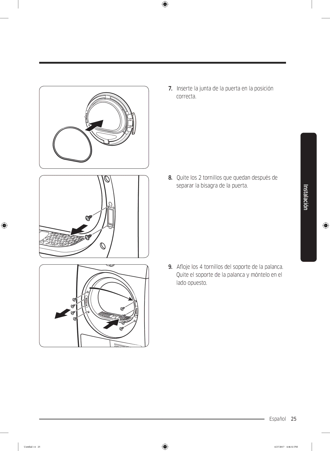 Samsung DV80M5010QW/EC, DV80M5010IW/EC manual Español 25  